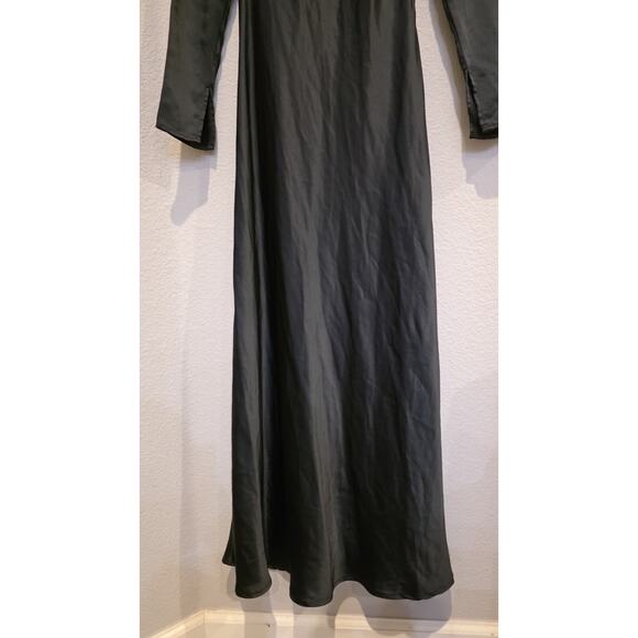We Wore What Maxi Dress Womens M Black Long Sleeve Open Back Cowl Formal - Picture 10 of 16
